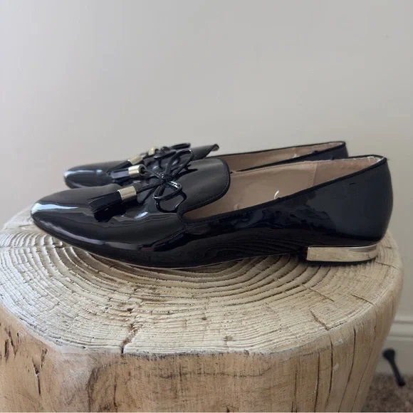 Zara Moccasin Black Patent Loafers with Tassels 7.5 US/38 EU - Picture 9 of 12